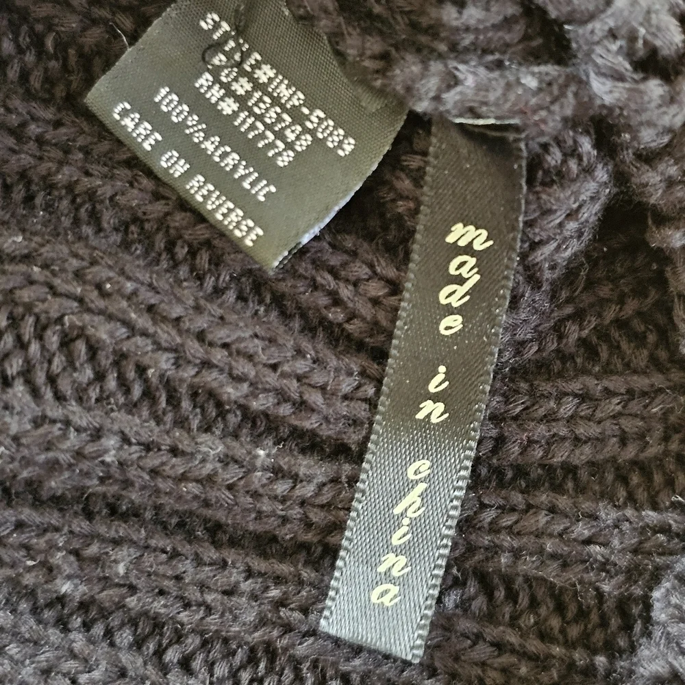 Love Stitch Net Weave Crotchet Sweater Black Size S - Picture 7 of 13